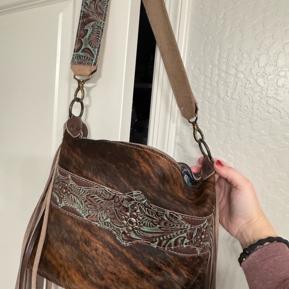Brown and Tan Leather Shoulder Bag